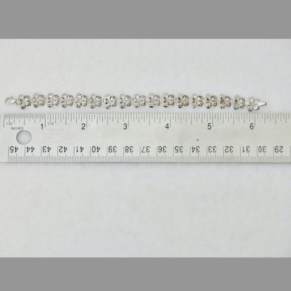 14K Real Solid White Gold Plumeria Frangipani Flower Bracelet - Picture 8 of 11